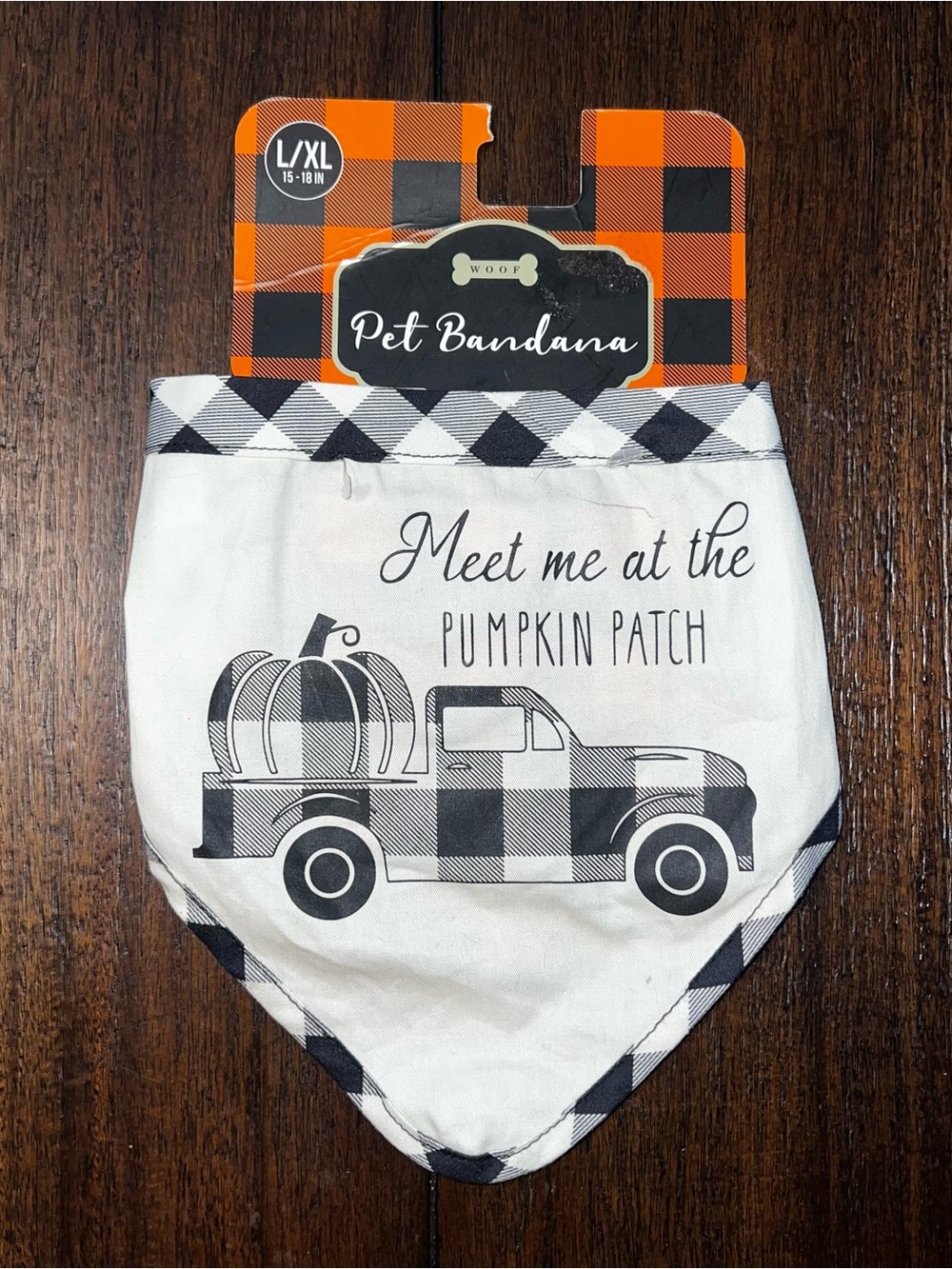 Dog Bandana - Black & White Pumpkin Truck Design